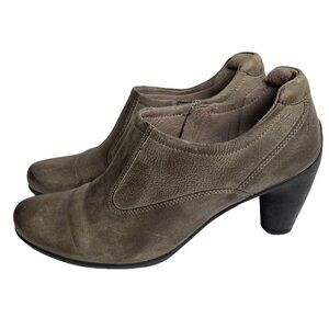 Ecco Gray Leather Shootie Ankle Boot Womens 40 9 Comfort High Heel Bootie